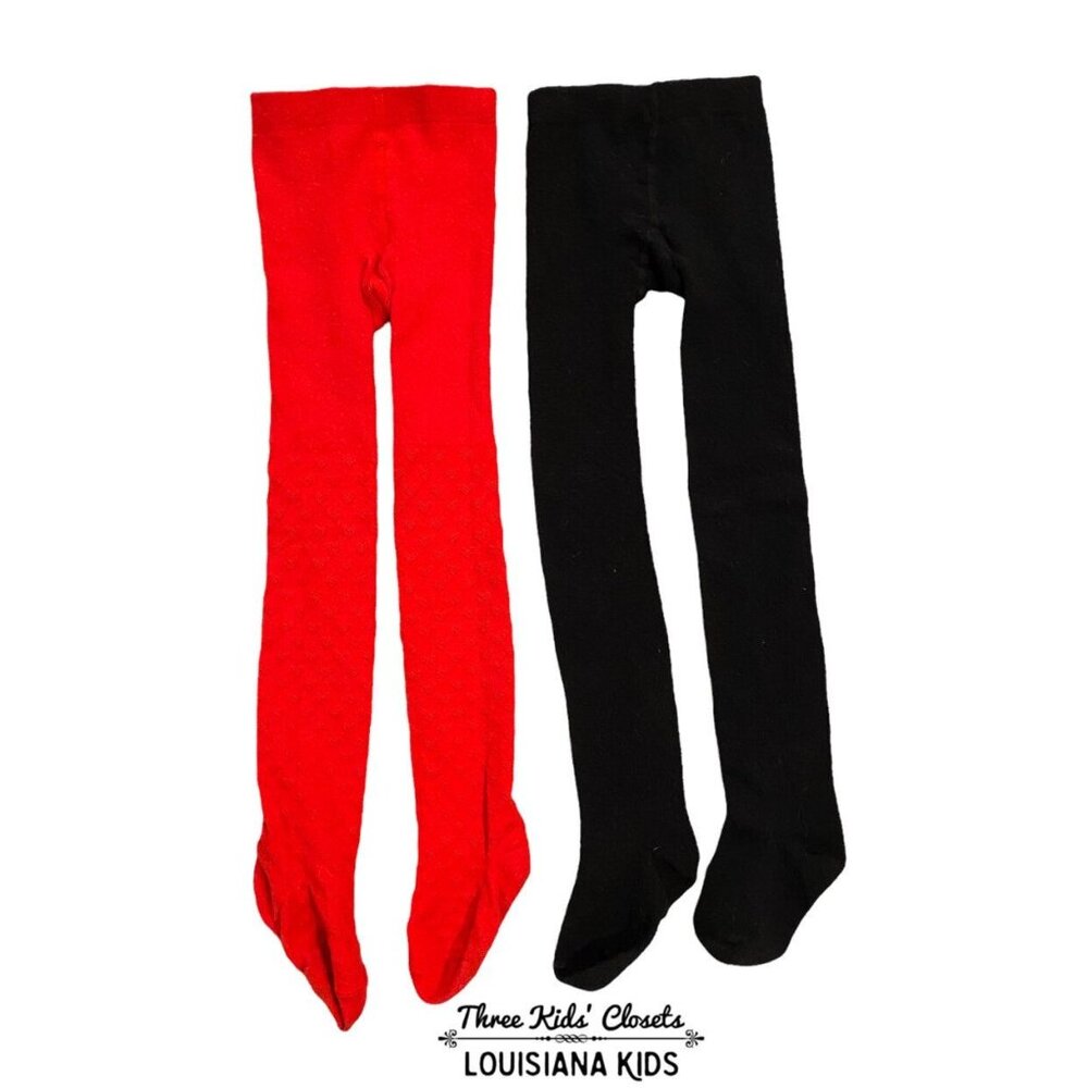Girls Sz 4-6X Tights Bundle - Red & Black